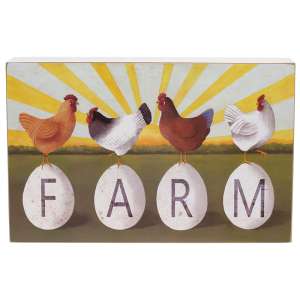 Retro Chickens on "Farm" Eggs Box Sign #37597