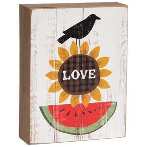 Crow, "Love" Sunflower, & Watermelon Box Sign