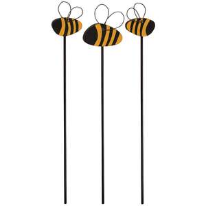 3 Set, Wooden Bumblebee Plant Pokes