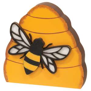 Wooden Honeycomb Bee Hive Sitter #37620
