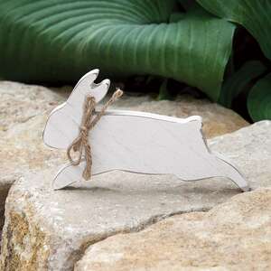 Distressed Wooden Leaping Bunny w/Jute Bow Sitter