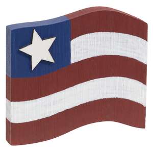 Primitive Wooden Flag with Star Sitter