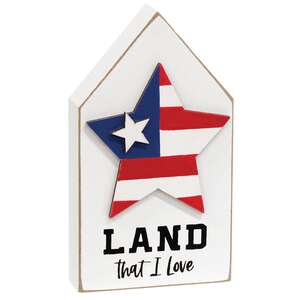 Land That I Love Wooden Block Sitter
