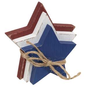 3 Set, Wooden Red, White, & Blue Star Bundle