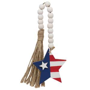 Wooden Beaded Americana Star Ornament #37660