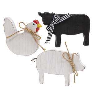 3 Set, Rustic Wood Farm Animal Sitters