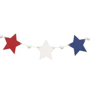 Wooden Americana Stars & Beads Mini Garland #37735