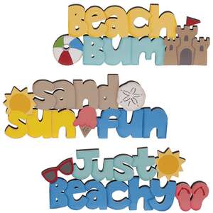 Beach Bum Wooden Word Sitter, 3 Asstd. #37759