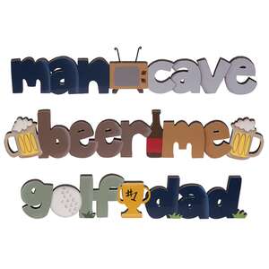 Man Cave Wooden Word Sitter, 3 Asstd.
