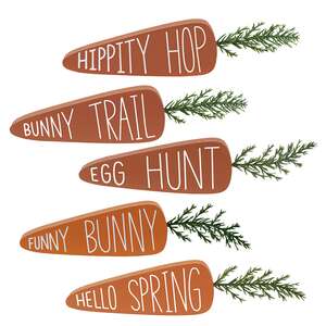 Easter Words Chunky Carrot Sitter, 5 Asstd.