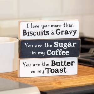 I Love You More Than Biscuits & Gravy Thin Mini Block, 3 Asstd. #37766