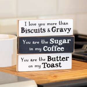 I Love You More Than Biscuits & Gravy Thin Mini Block, 3 Asstd.