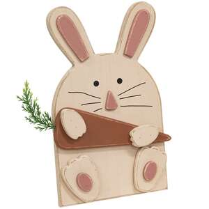 Wooden Layered Bunny with Carrot Easel