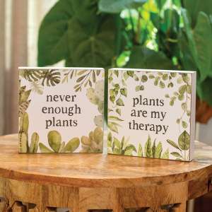 Plants Are My Therapy Box Sign, 2 Asstd. #37799