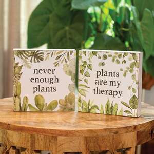 Plants Are My Therapy Box Sign, 2 Asstd.