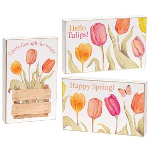 Happy Spring Tulip Box Sign, 3 Asstd.
