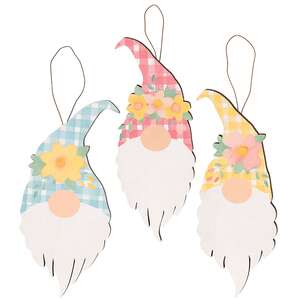 Spring Flower Chunky Gnome Ornament, 3 Asstd.