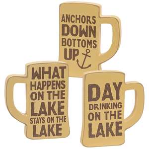 Drinking on the Lake Chunky Mug Sitter, 3 Asstd.