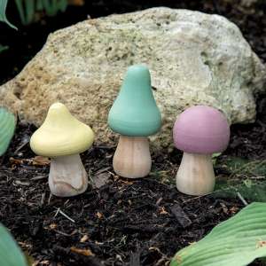 3/Set, Wooden Mushrooms #37851