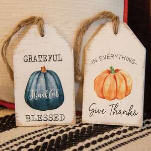 Thankful Pumpkin Wood Tag, 2 Asstd. 65271;