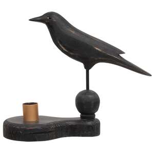 Wooden Crow Pedestal with Taper Holder