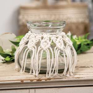 Macrame Boho Glass Vase, Medium