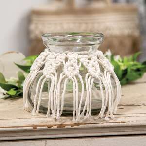 Macrame Boho Glass Vase, Medium #BB9S6471