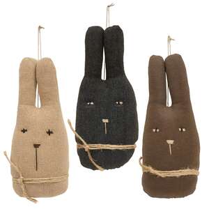 Fabric Rabbit Head Ornaments, 3 Asstd.