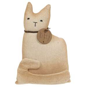 Stuffed Primitive Sitting White Kitty #CS38901