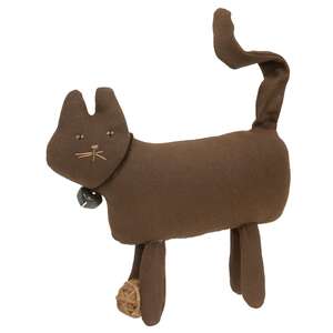 Stuffed Brown Primitive Cat with Yarn Ball
