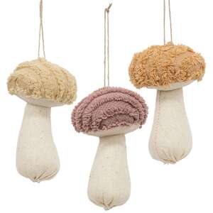 Chenille Stuffed Mushroom Ornament, 3 Asstd.