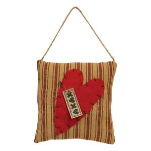 CS38918 Ticking Striped XOXO Heart Pillow Ornament;