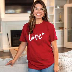 Love Heart T-Shirt, Antique Cherry Red L133XXL