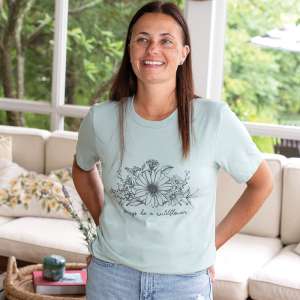 Always Be A Wildflower T-Shirt, Heather Dusty Blue L136