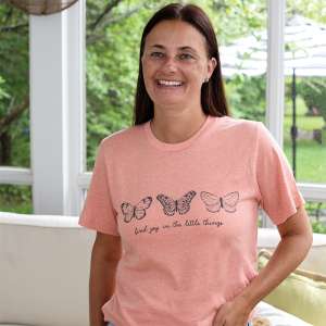Find Joy In The Little Things Butterfly T-Shirt, Heather Sunset L139XXL