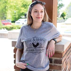 Rise & Shine Mother Cluckers T-Shirt, Heather Graphite L149