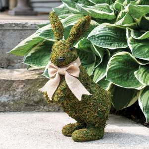 Mossy Bunny with Jute Bow Topiary SHNE4005