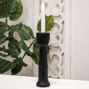Brushed Black Wood Taper Holder, 10" 16086B;