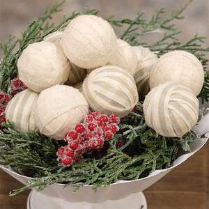 Natural Striped Rag Balls, 12/Set 17009;