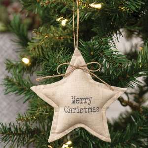 Merry Christmas Natural Star Ornament 17021