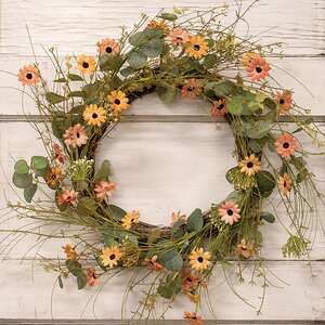 Teastain Blush Daisy & Eucalyptus Wreath 18382