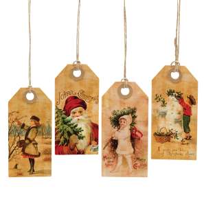 Vintage Joy Christmas Tags - Set of 4 #33644