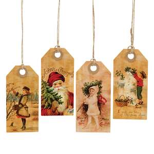 Vintage Joy Christmas Tags - Set of 4;