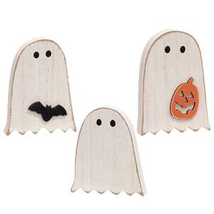 3 Set, Distressed Wooden Ghost & Friend Sitters #37320