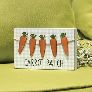 Carrot Patch Green & White Buffalo Check Box Sign #37649