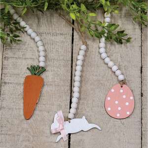 Pastel Beaded Bunny, Easter Egg, or Carrot Ornament, 3 Asstd.