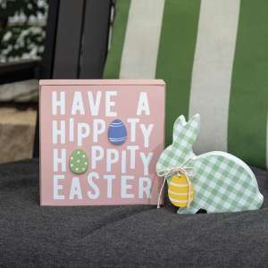 2/Set, Hoppity Easter & Green Check Chunky Bunny Sitter #37712
