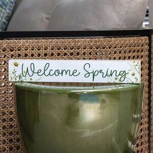 Welcome Spring Watercolor Daisies Block
