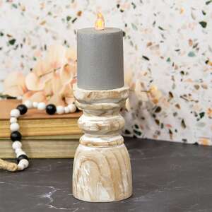 Distressed White Wood Pillar, 6", 60408;