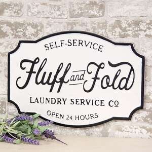Fluff And Fold Laundry Co. Farmhouse Metal Sign 65217;